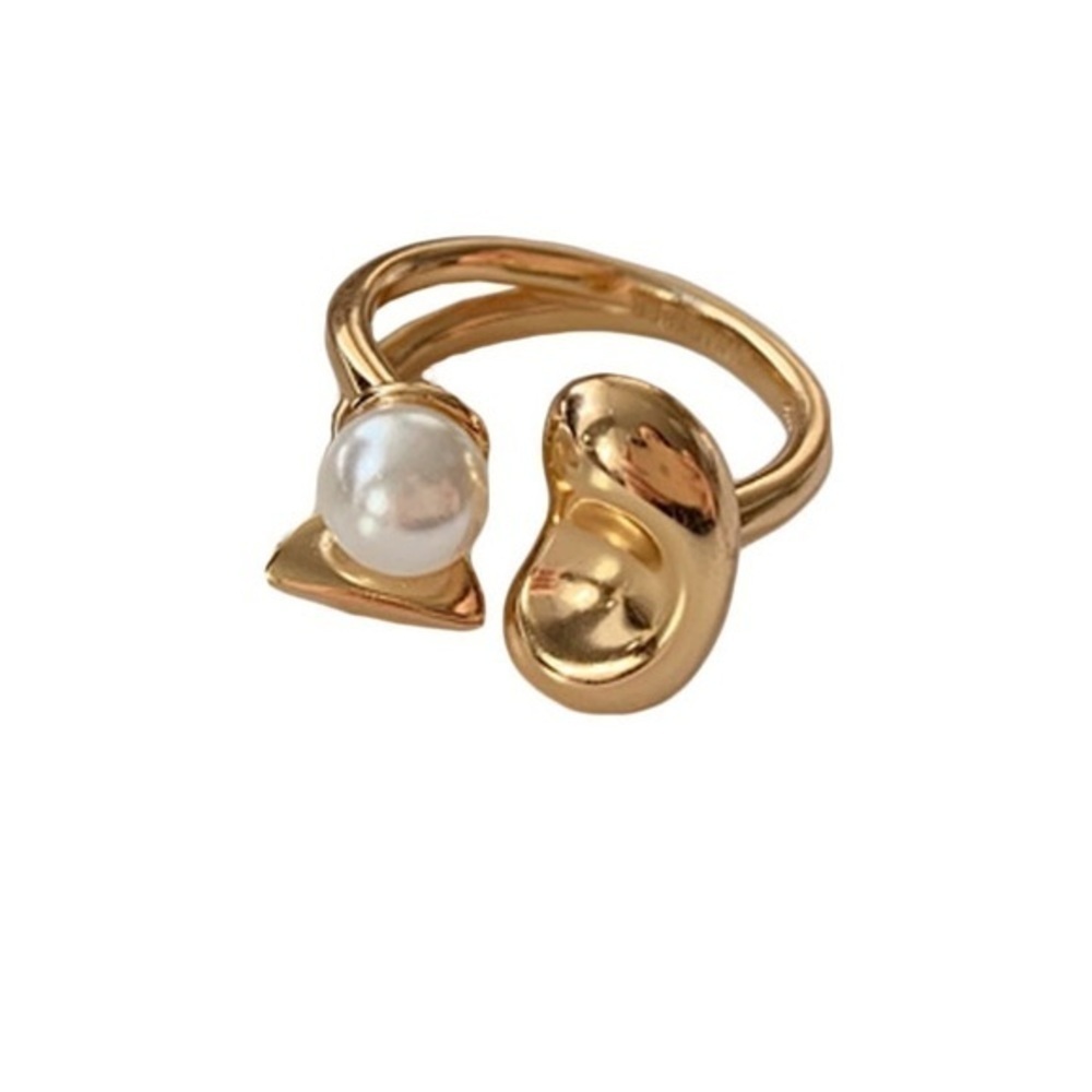 NEW Gold & Pearl Adjustable Statement Ring - Picture 8 of 8
